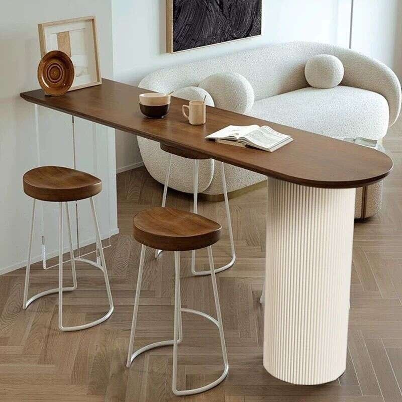 Floating Acrylic with Solid Minimalist Style Natural Wood Wall-mounted and Chairs Living Room Sofa Partition Creative High Bar Table