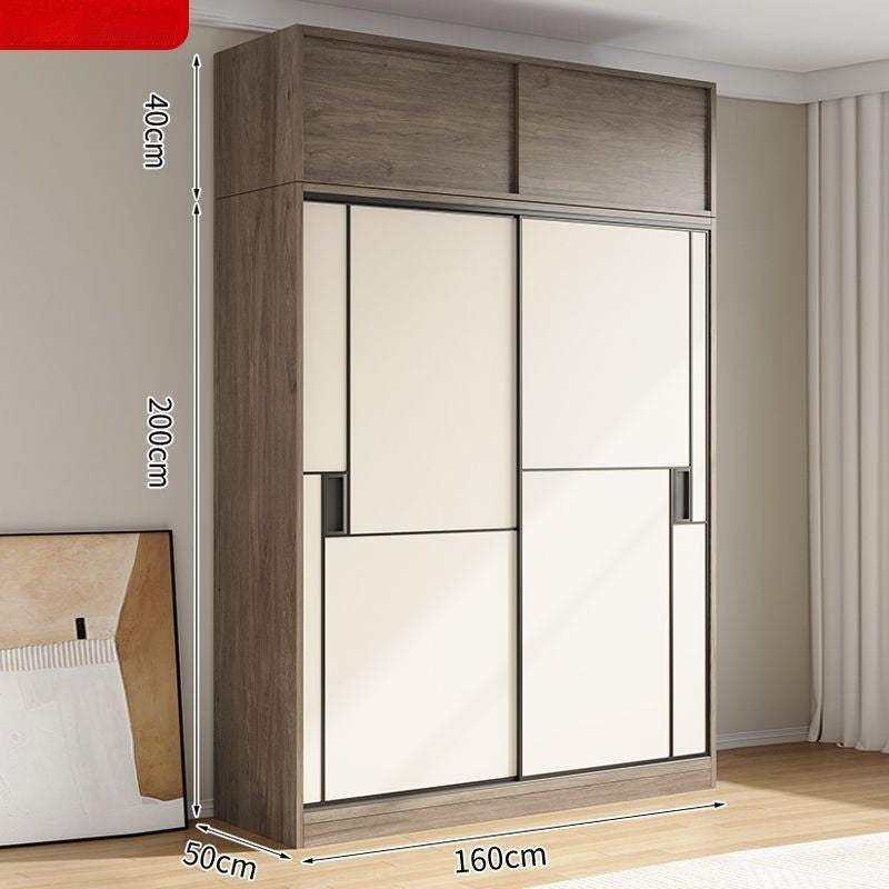 Solid Wood Sliding Door Wardrobe Large Capacity Multifunctional Storage Bedroom Multi-layer