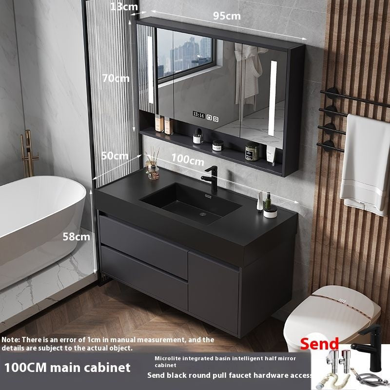 Kabinet Penyimpanan Kayu Asli Kaca Pintar QW-, Sinki Bilik Mandi Nano 