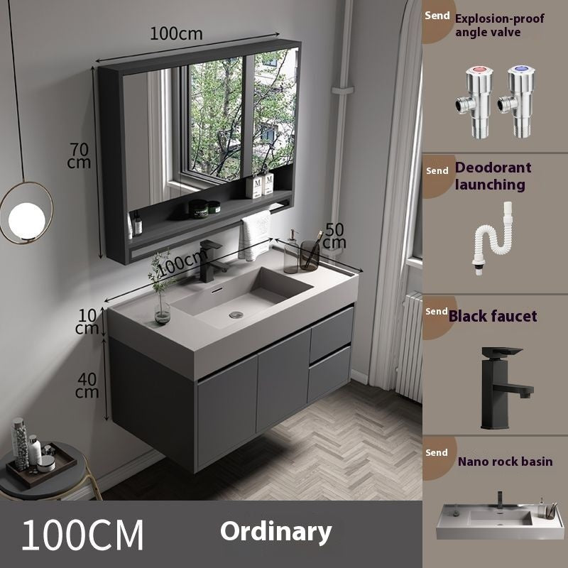 QW- Solid Wood Storage Smart Mirror Cabinet for Bathroom, Bathroom Washbasin