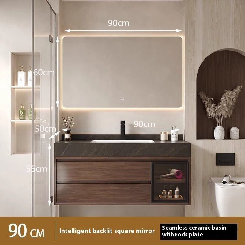 Kabinet Penyimpanan Kayu Asli Cermin Pintar QW- di Bilik Mandi, Set Singki Bilik Mandi 