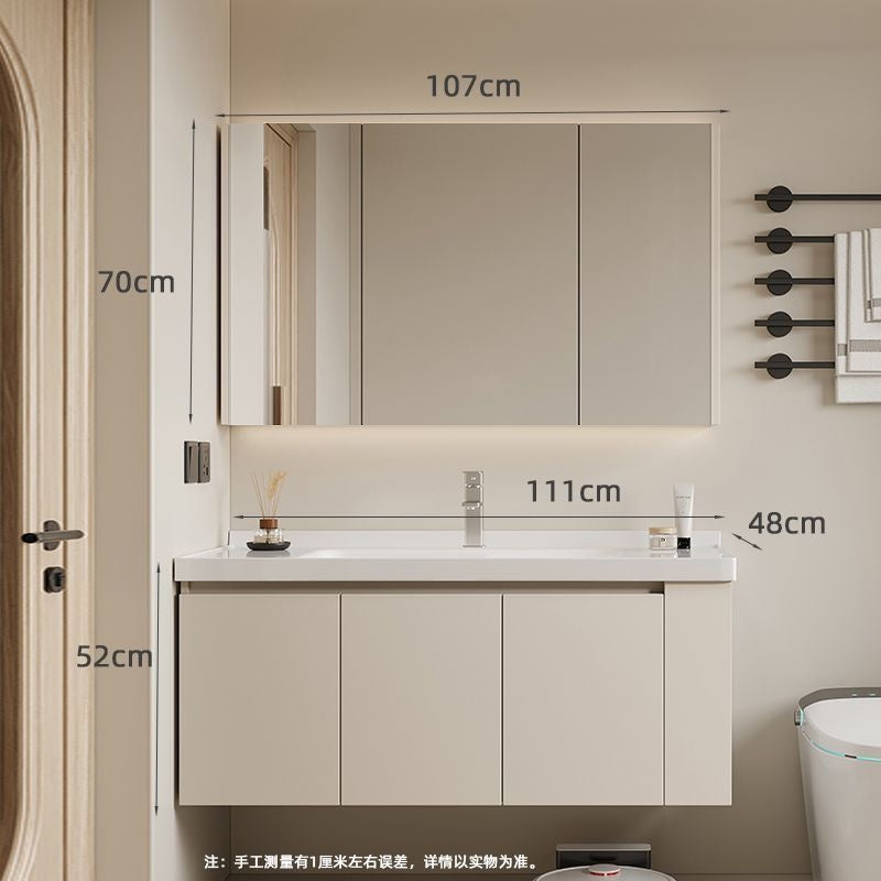 QW- Set kabinet kayu asli dengan cermin pintar dan sinki bilik mandi. 