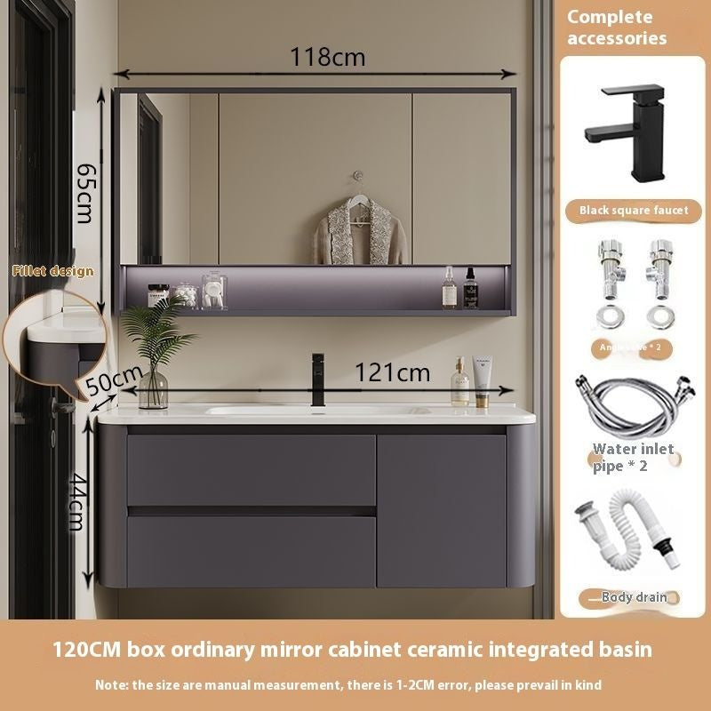 Kabinet Penyimpanan QW- Ins Style, Kabinet Cermin Pintar untuk Bilik Mandi, Set Singki Bilik Mandi 