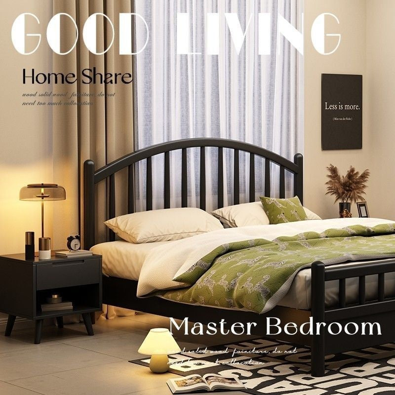 Nordic solid wood Japanese modern simple double 1.8 single 1.2 meters princess style bed
