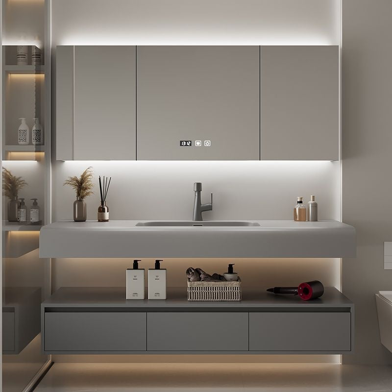 QW- Real Wood Storage Sink Set Smart Mirror Cabinet in the Bathroom