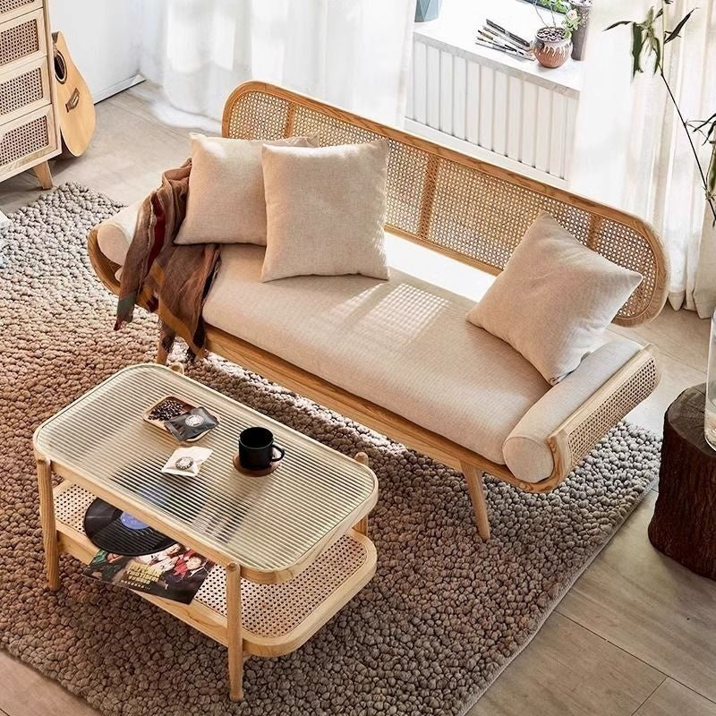 Sofa Rajutan Kayu Padu Perancis Ruang Tamu Malas Rotan Kerusi Santai Dalaman Kecil Kreatif
