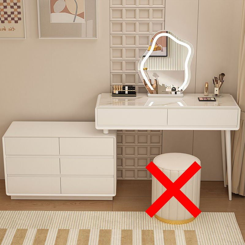 Kabinet Bilik Tidur Angin Krim Laci Kayu Padu Pinggan Batu Set Meja Solek Moden Pintar