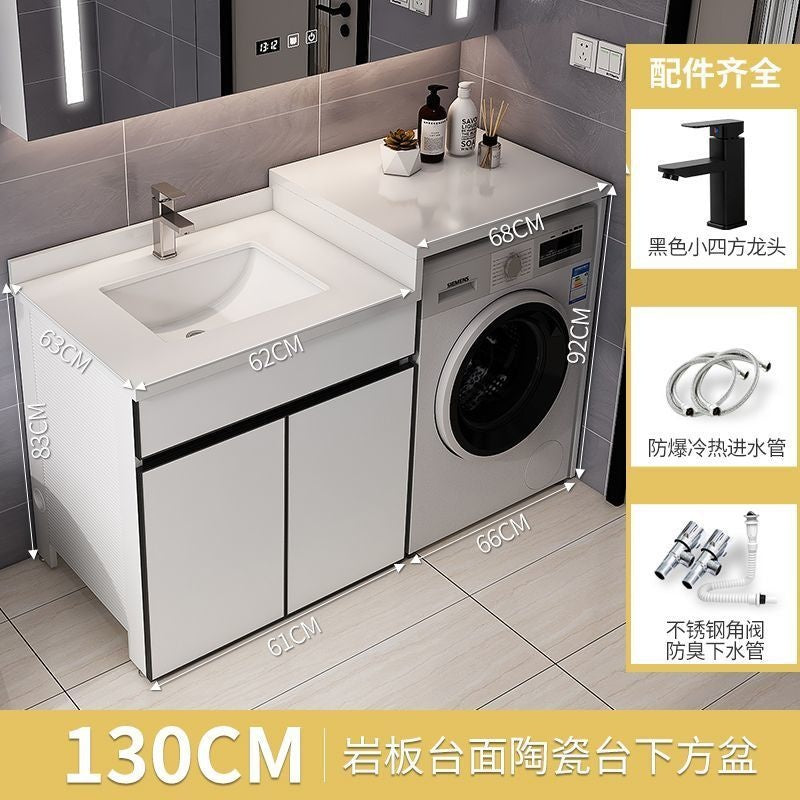 Set Kabinet Bilik Mandi Aluminium QW- dengan Sinki dan Mesin Basuh Atas Kaunter 