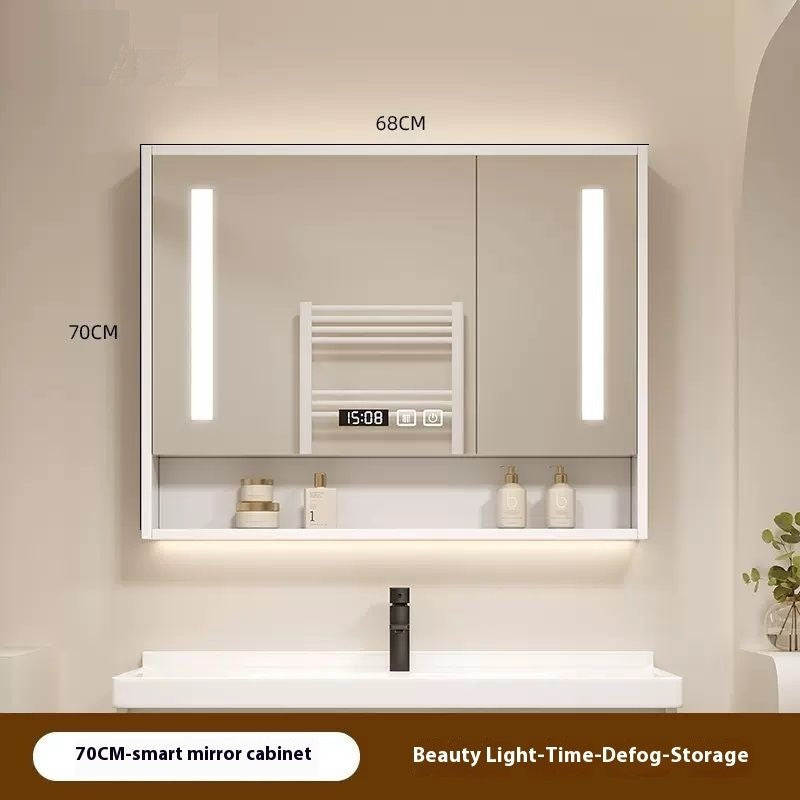 QW- Smart mirror made of real wood, mirror, bathroom storage cabinet