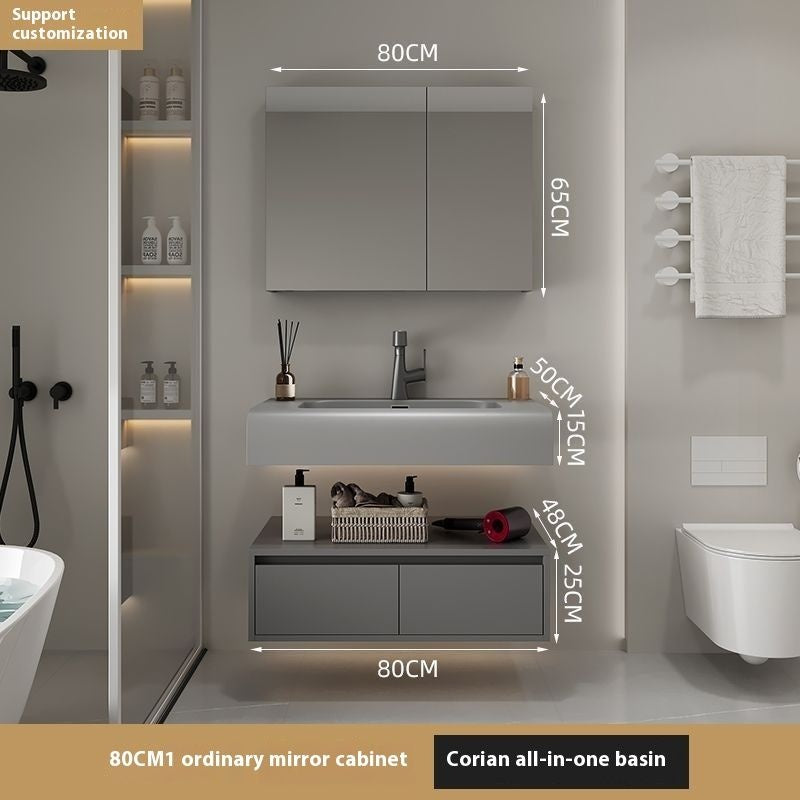 QW- Real Wood Storage Sink Set Smart Mirror Cabinet in the Bathroom