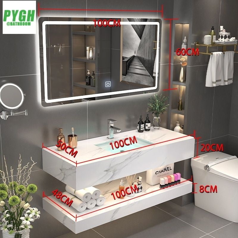 QW- Marble Sink Storage Cabinet Smart Mirror in the Bathroom