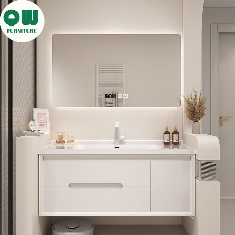 QW- Bathroom storage made from real wood, smart mirror cabinet in the bathroom, bathroom sink