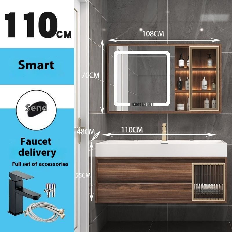 QW- Smart Mirror Real Wood Storage Cabinet in the Bathroom, Bathroom Sink Set