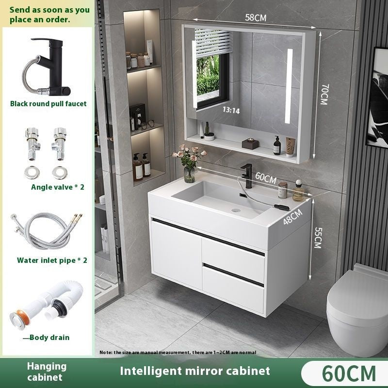 QW- Real Wood Storage Smart Mirror Cabinet Sink Set in the Bathroom