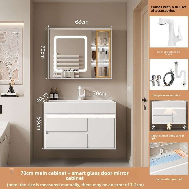 QW- Kabinet kaca pintar untuk storan bilik mandi, lebar 40 cm.