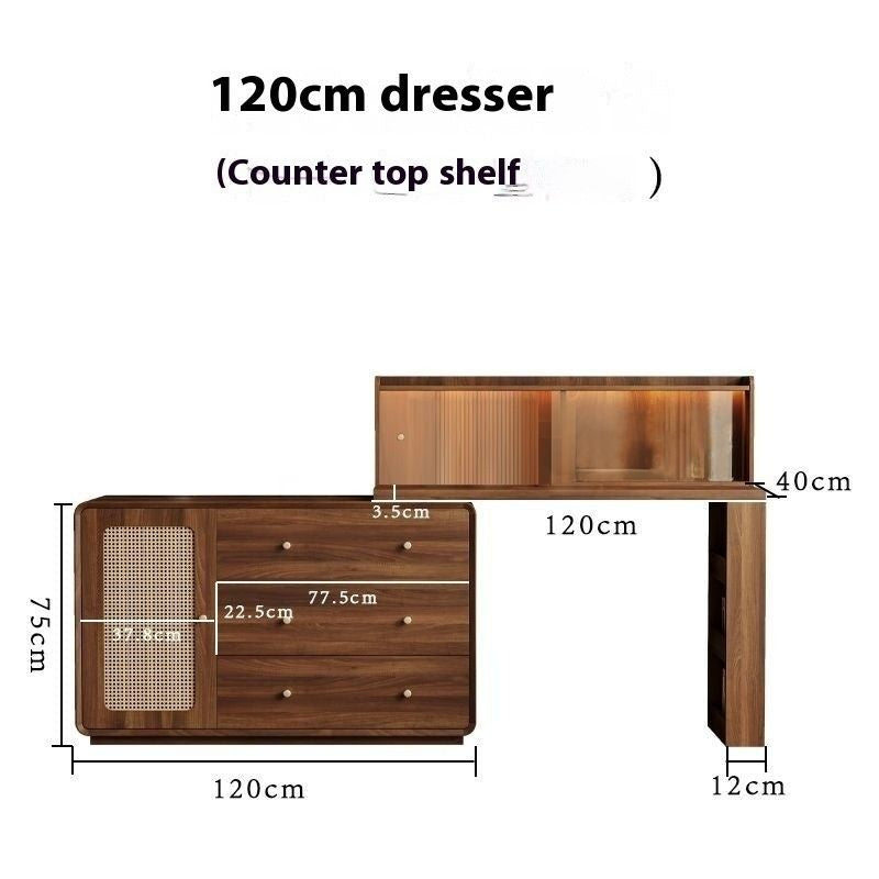Rattan Woven Round Solid Wood Cabinet One Dressing Table Main Bedroom Corner Foldable