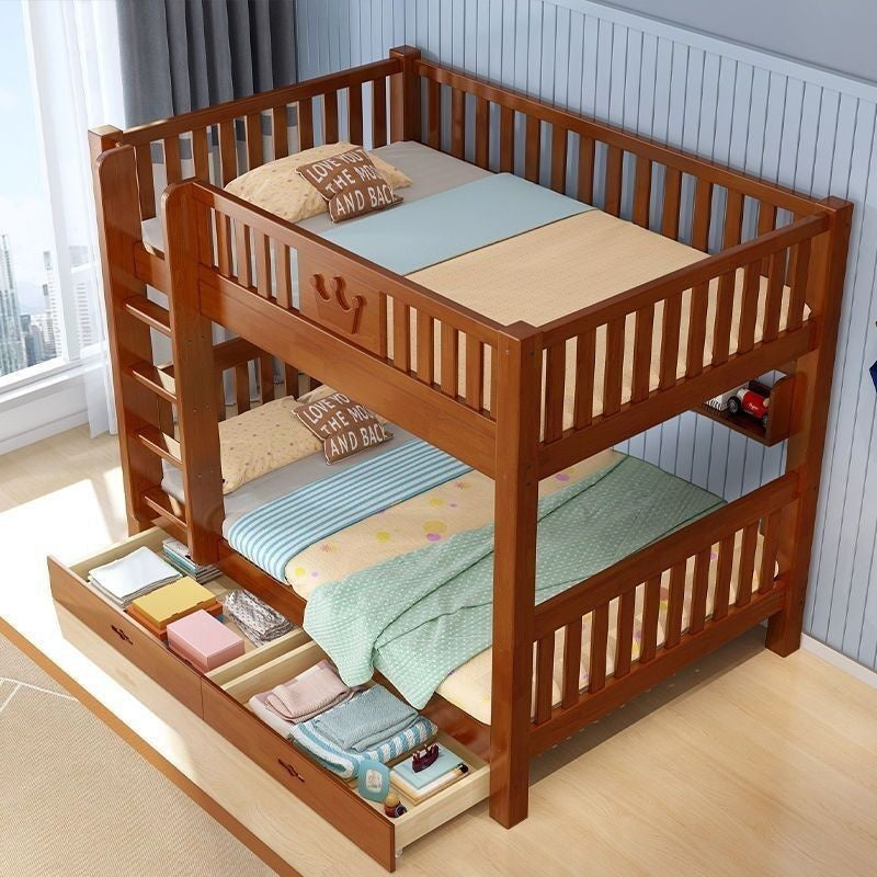 Oak upper lower bunk high and low dormitory bed, small solid wood bed for children, students, adults.