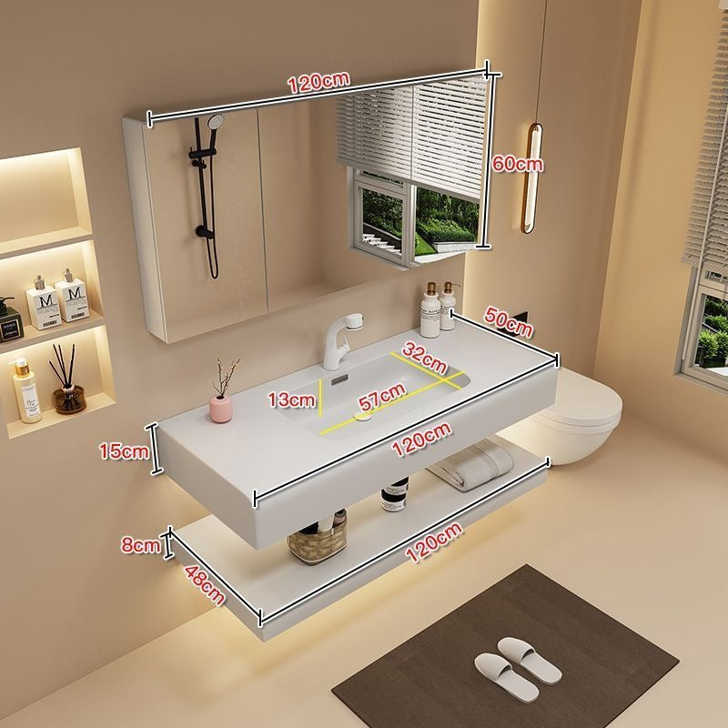 QW- Stone Sink Smart Mirror in the Bathroom Storage Cabinet