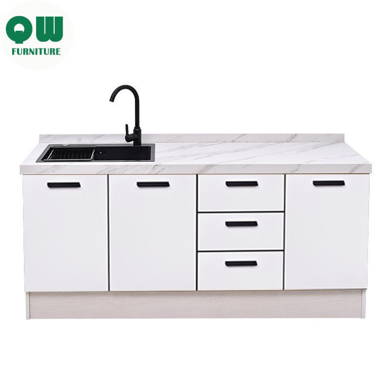 QW- Kitchen equipment Oven easy to assemble Integrated marble sink Marble countertop Food and beverage storage cabinet