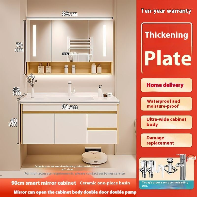 QW- Cabinet, Solid Wood Bathroom, Sink, Bathroom Set, Smart Glass Cabinet