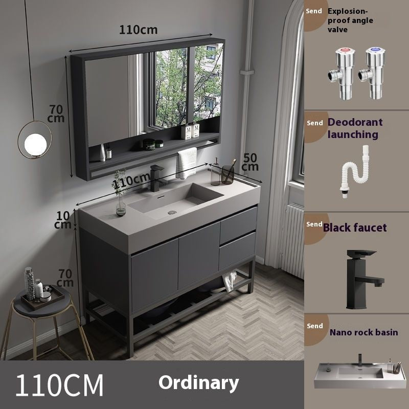QW- Solid Wood Storage Smart Mirror Cabinet for Bathroom, Bathroom Washbasin
