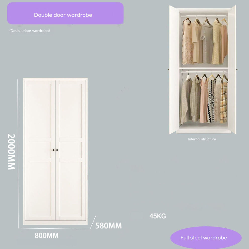 Closet, wrought iron home bedroom storage, European style cream color, wardrobe, children's wardrobe