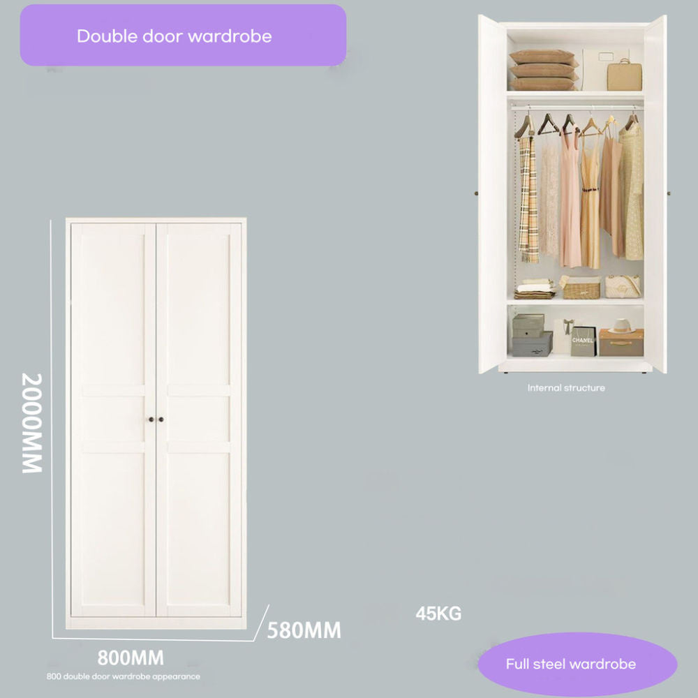 Closet, wrought iron home bedroom storage, European style cream color, wardrobe, children's wardrobe