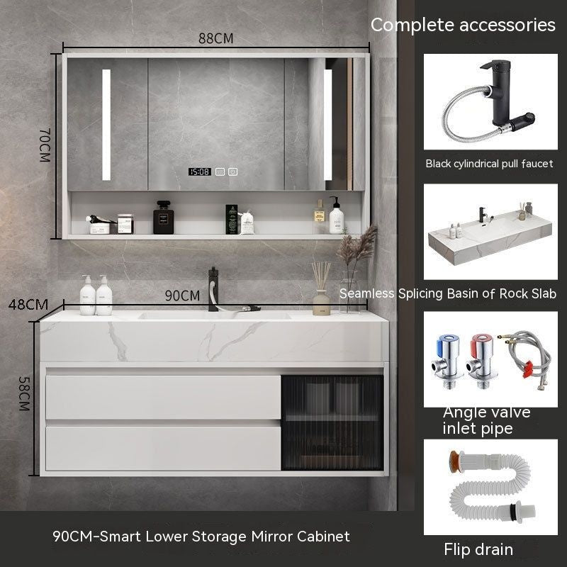 QW- Bilik Mandi Pintar, Kabinet Penyimpanan Bilik Mandi Cermin, Set Besen 