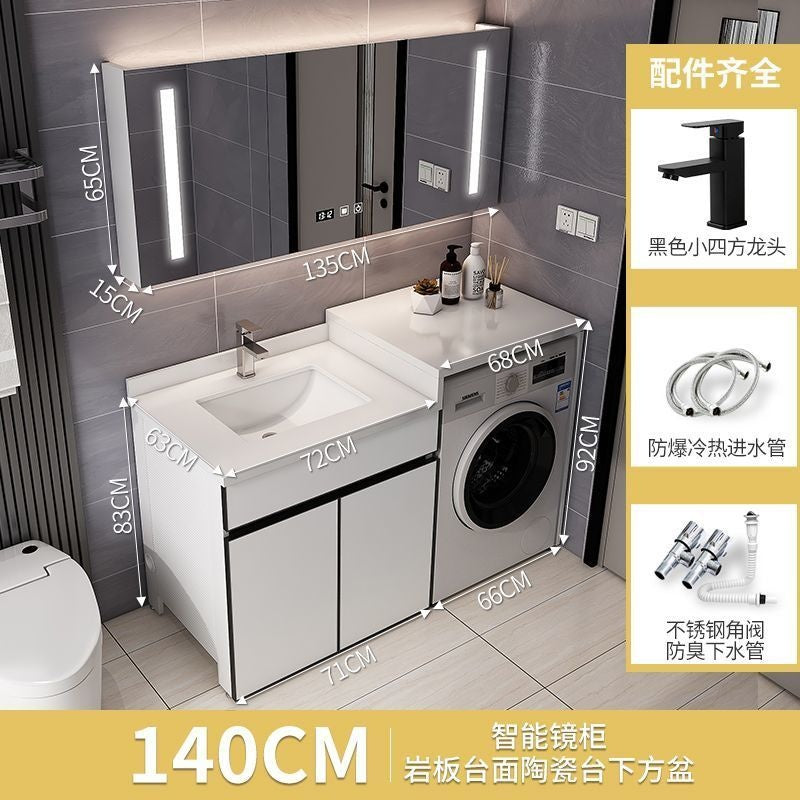 Set Kabinet Bilik Mandi Aluminium QW- dengan Sinki dan Mesin Basuh Atas Kaunter 