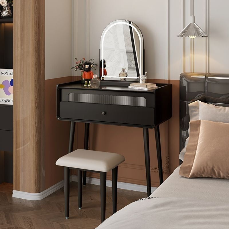 French Style One Bedroom Storage Black Multi-Functional Dressing Table with Mirror
