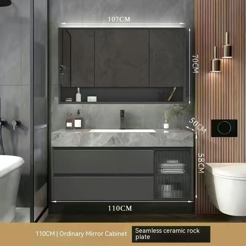 Kabinet Kaca Pintar Penyimpanan Bilik Mandi QW- Rockboard Sinki 