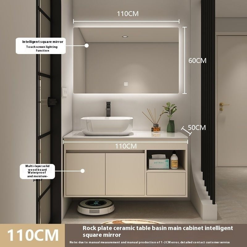 QW- Bilik Mandi Pintar, Kabinet Penyimpanan Bilik Mandi Cermin, Set Besen 