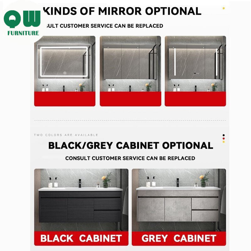 QW- Smart Bathroom, Storage Made of Real Wood, Multipurpose for Bathroom Mirror, and Washbasin Cabinet with Mirror