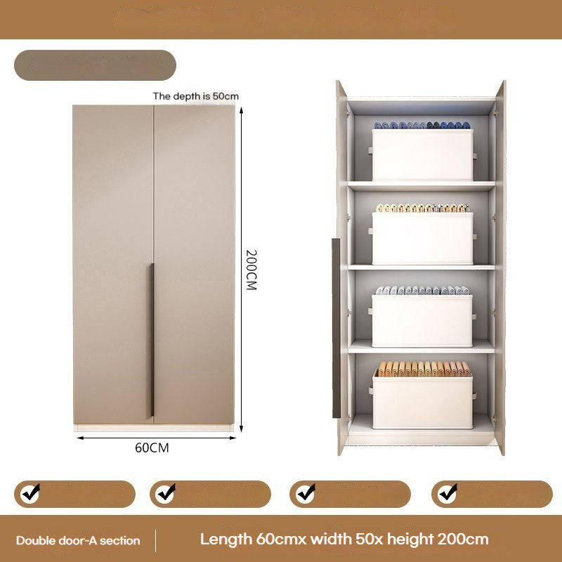Kabinet Penyimpanan Dua Pintu Bilik Tidur Rumah Kayu Padu Pemasangan Mudah Almari Pakaian Kecil
