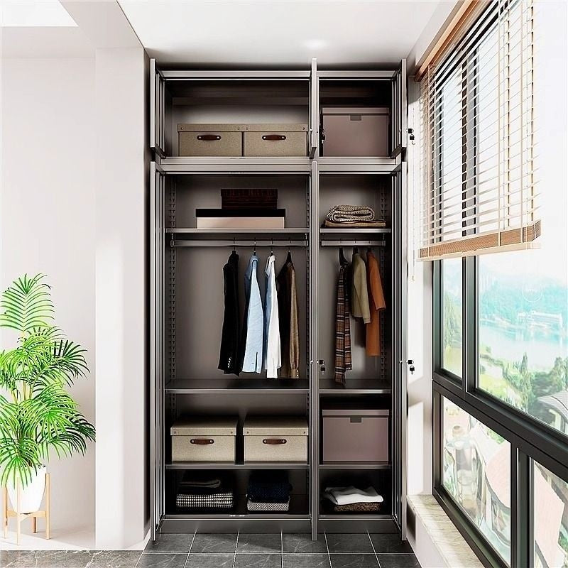 304 Balcony Stainless Steel Sun Protection Waterproof Home Multi-layer Metal Wardrobe Miscellaneous Storage Cabinet