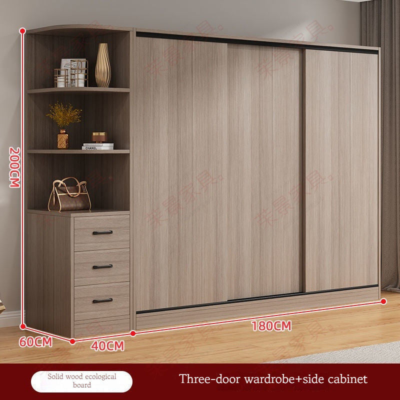 Solid Wood Sliding Door Home Bedroom Modern Simple Storage Cabinet Wardrobe 1.8m