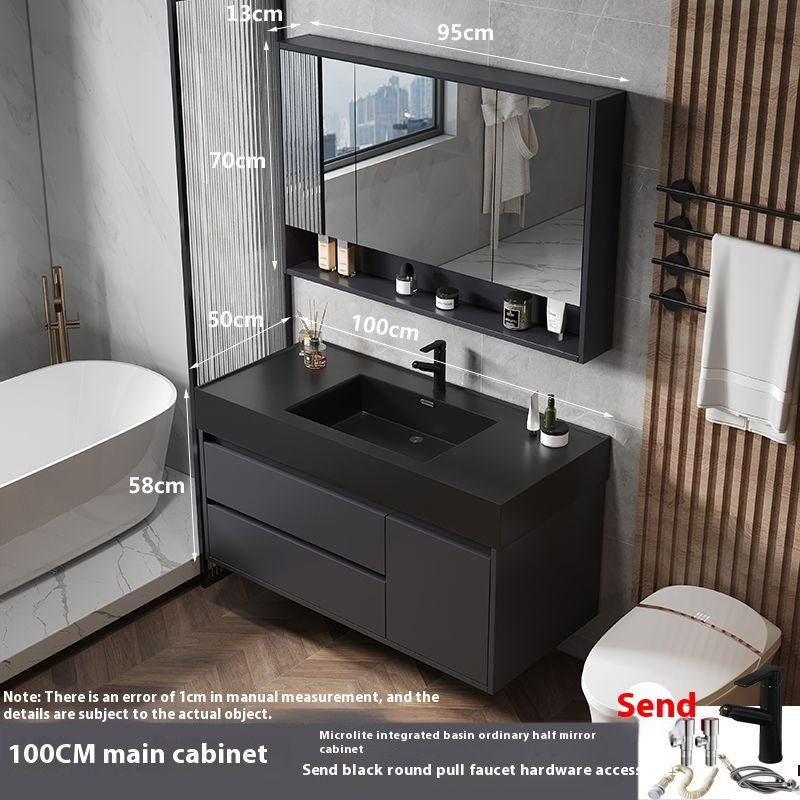 Kabinet Penyimpanan Kayu Asli Kaca Pintar QW-, Sinki Bilik Mandi Nano 