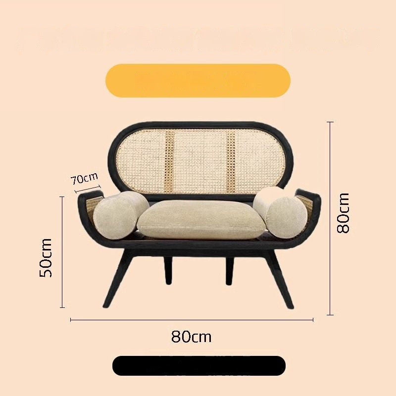 Sofa Rajutan Kayu Padu Perancis Ruang Tamu Malas Rotan Kerusi Santai Dalaman Kecil Kreatif