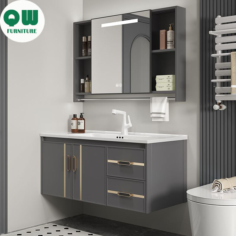 QW- Aluminum Storage Cabinet Smart Mirror in the Bathroom Sink Set