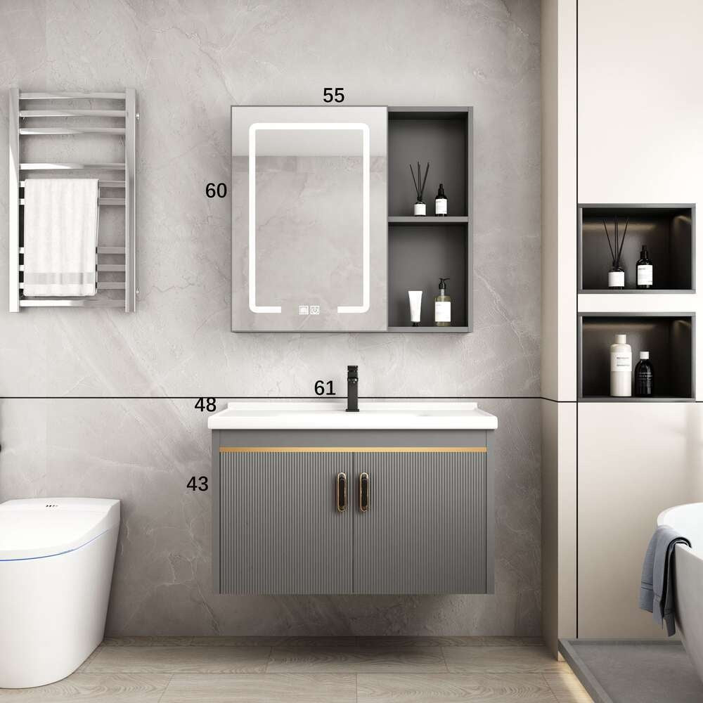 Kabinet Penyimpanan Aluminium QW- Cermin Pintar di Bilik Mandi, Singki Bilik Mandi 