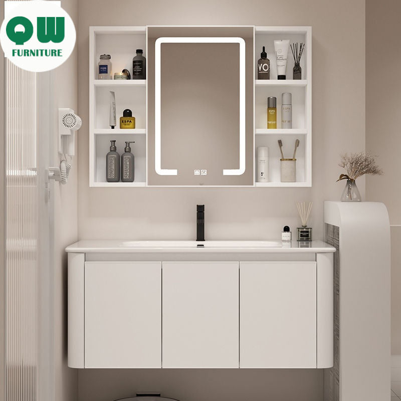 QW- Basin space aluminum integrated basin cabinet, bathroom mirror, storage cabinet