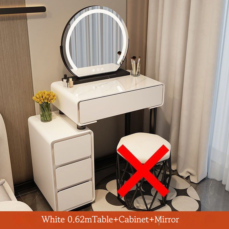 Solid Wood Bedside Table, Simple Dressing Table with Bin Cabinet for Home