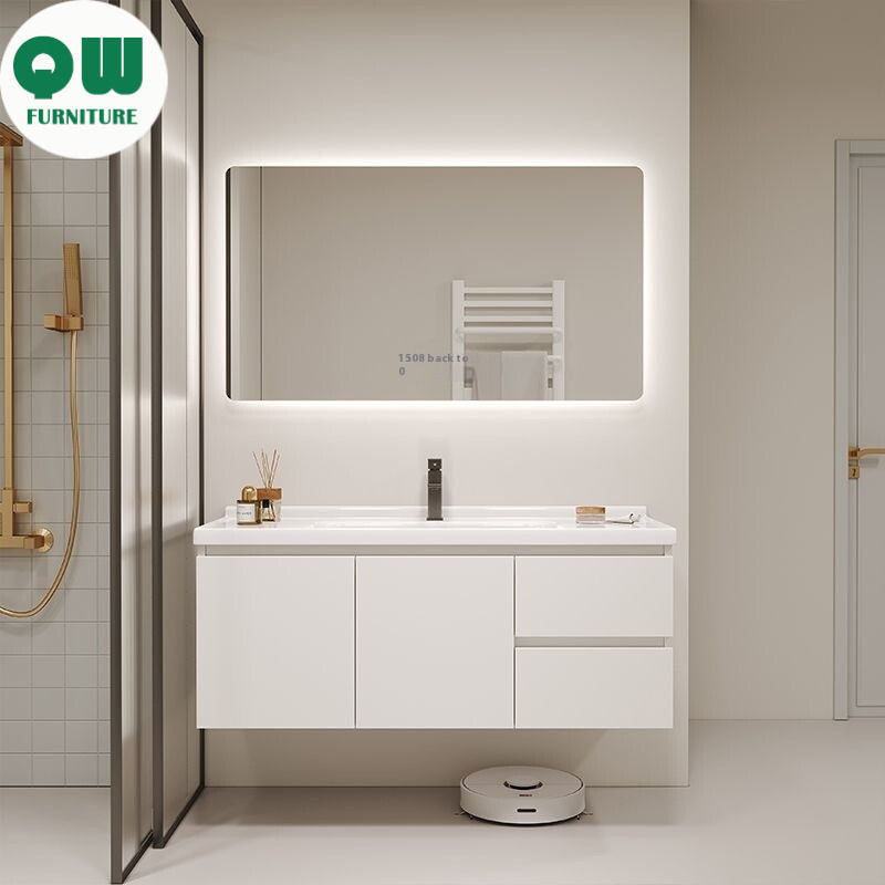 QW- Storage Made of Real Wood Smart Mirror Cabinet in the Bathroom, Bathroom Sink