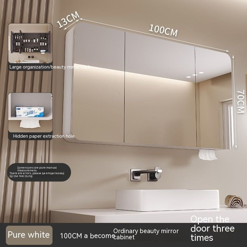 QW- Smart Mirror Cabinet Bathroom Aluminum Metal Can Display Time and Clear Fog