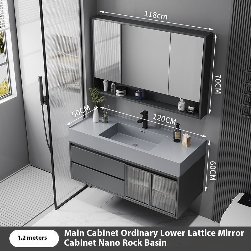 QW- Solid Wood Storage Smart Mirror Cabinet Bathroom Sink Set