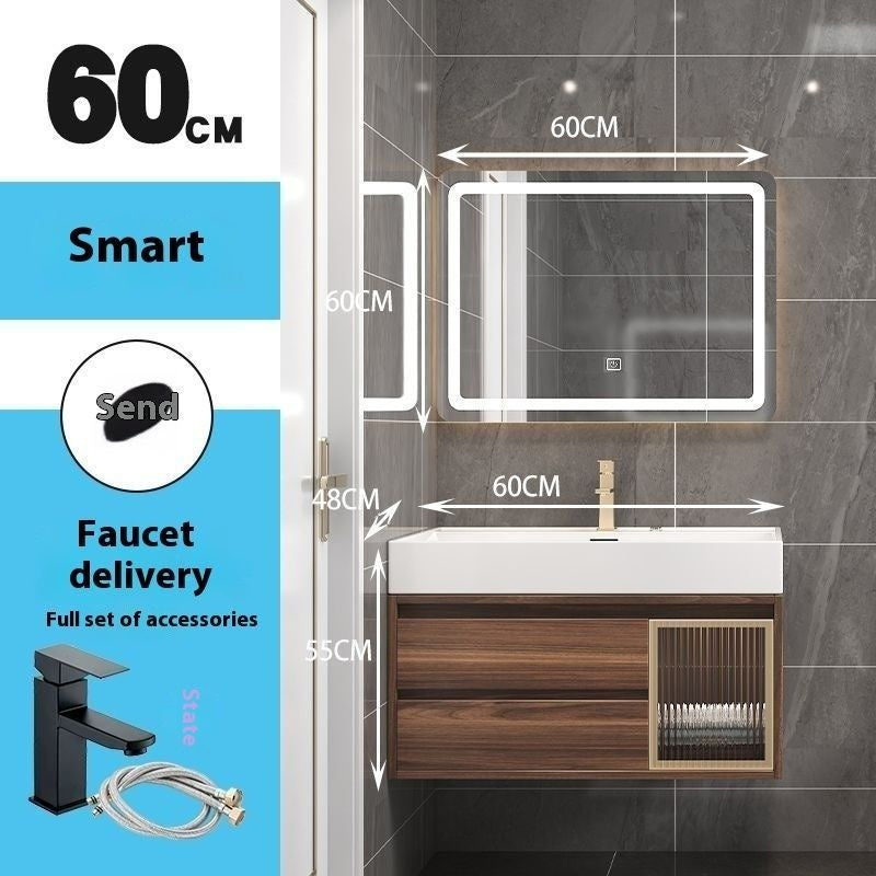 QW- Smart Mirror Real Wood Storage Cabinet in the Bathroom, Bathroom Sink Set