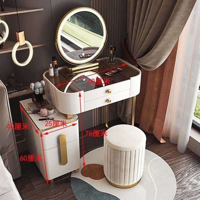 Meja Solek Moden Ringkas Kabinet Penyimpanan Sisi Katil Bilik Tidur Solek Kerusi Cermin Pelbagai Fungsi