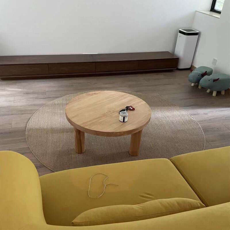 Solid Wood Coffee Color Login Modern Simple Nordic Wooden Tea Living Room Round Table for Home