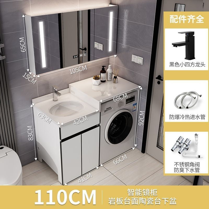 Set Kabinet Bilik Mandi Aluminium QW- dengan Sinki dan Mesin Basuh Atas Kaunter 