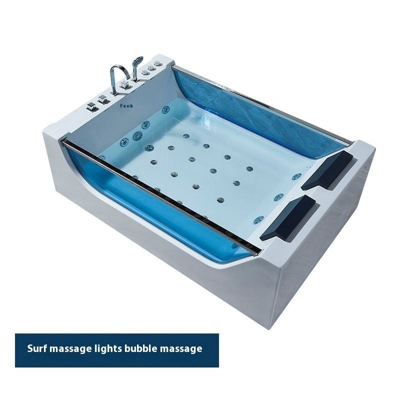 QW- Large acrylic bathtub for two people, heated bathtub, wave massage bathtub.